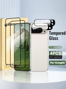 2-3pcs HD Scratch Resistant Anti-Oil Coated Screen Protector + 2pcs Camera Lens Protector Film For Pixel 9/9 Pro/9 Pro XL/9 Pro Fold/6/Pixel 7/Pixel 7a/Pixel 8/Pixel 8 Pro Gift For Birthday, Family, Friends Tempered Glass, Phone Screen Protector, Phone Accessories - White - View 3