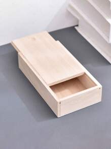 1pc Wooden Storage Box, Flip Cover Paulownia Wood Box, Simple Jewelry Box, Desktop Organizer Box, Tea Caddy, Wooden Box, Wooden Storage Box With Drawer, Gift Box, Suitable For Jewelry, Art Crafts, DIY Hobbies And Home Storage Sun Travel Cool Back To School - Multicolor - View 7