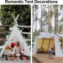 4件，2m人造玫瑰藤花帶綠葉，小玫瑰，塑膠假花花環，適用於婚禮裝飾、家居、客廳、牆壁（混色） - 混色4件 - 查看 5