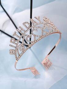 1pc Minimalist Headpiece Crown Design Hair Accessory, Elegant Princess Headband Headpiece, Stylish Crown Hair Adornment For Women, Suitable For Weddings, Galas, Birthday Parties, Photo Shoots - Alloy Diamond Crown, Events & Cosplay Accessories