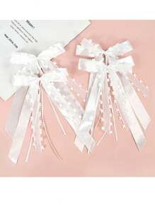 10/20pcs Wedding Bowknots Ribbon White Wedding Cars Chairs Bow Decoration DIY Bouquet Gift Wrapping Satin Ribbon Xmas Home Decor