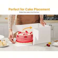 5pcs White Bakery Cake Boxes With Window, Multi-Layer Cake Boxes Set With Window, White Bakery Boxes, Large Baking Boxes, Thick & Sturdy Square Cardboard Cake Box, Cake Decorating Supplies, Cardboard Paper Take Out Containers For Gift Giving, Pastries Boxes, Birthdays, Parties, Valentine's Day, Mother's Day
