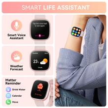 Smartwatch de 1.72 pulgadas para hombres y mujeres, compatible con Android e iOS, con múltiples modos deportivos, salud de la mujer, podómetro, personalización de fondos de pantalla y batería de 220 mAh - Rosa - Ver 7
