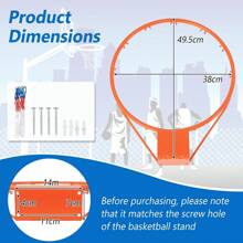 15" Basketball Rim Replacement Wall Door Mounted Basketball Hoop - Orange - View 2