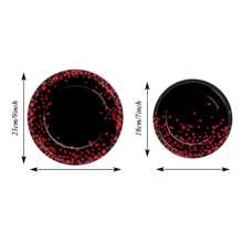 Juego de 10 piezas/20 piezas de platos de fiesta negros y rojos, suministros para fiesta, platos de cumpleaños con puntos rojos sobre negro, decoraciones de mesa para fiestas de cumpleaños, baby shower, bodas y aniversarios - Multicolor - Ver 3