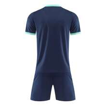 2pcs Personalized Tween Boys Soccer Jersey- Customized Name,Number And Picture Print Short Sleeve T-Shirt+Shorts Sports Set Spring/Summer