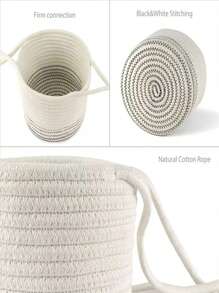 1 件编织绳花盆篮，用于室内储存，花卉和植物篮，现代家居装饰储物篮 - 黑與白 - 查看 7