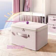 1pc Foldable Fabric Storage Box With Lid: Rectangular, Multi-Purpose, Can Be Used As Wardrobe Storage Box, For Storing Clothes, Office Supplies, And Home Organization - Gray Purple - View 3