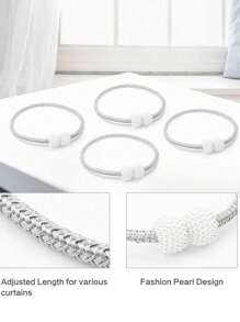 4pcs Faux Pearl Decor Holdback, Modern Zinc Alloy Curtain Buckle For Home - Multicolor - View 6