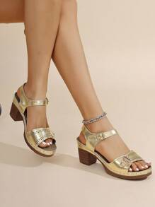 New Fashion Casual Hollow-Out Breathable Women French Style High Heel Sandals, Summer