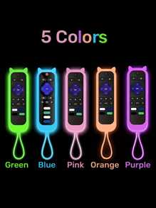TV Remote Control Cover For Roku TV Remote/Roku Simple Remote/Roku Voice Remote (Not With Headphone Jack) For Office, Voice Remote Control Battery Cover, Glow-In-The-Dark Universal Silicone Case, Never Lose Battery Cover, Wide Compatibility, In Various Colors, Cover Can Glow In The Dark. Full Protection, Seamless - Multicolor - View 1