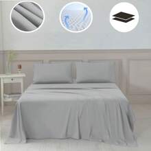 Farfallarossa Solid Color Polyester Bed Sheet (1 Piece) - High-Quality Material, Elegant Design, Soft And Comfortable, Creates A Luxurious Resting Experience, Suitable For Various Bed Types. - Light Grey - View 2