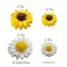 6 piezas Bolas de flores de papel margarita para decoraciones de fiesta, decoración floral blanca y amarilla para cumpleaños, bodas, salón de clases