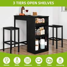 Yitahome Breakfast Bar Table, Bar Table Set With Bar Stools, 2, Bar Table And Stools Set Dining Bar Table Footrest And Storage Shelf For Kitchen Dining Room Pub Industrial Steel Frame - Black - View 4