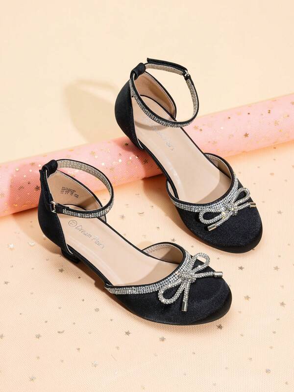 Girls Dress Shoes Closed Toe Low Heels Ankle Strap Pumps For Toddler Little Big Kid Flower Party Wedding Princess