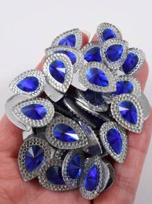 50pcs/Pack, Dual Color Resin Rhinestones, 13*18mm Teardrop Resin Rhinestones In Red And Blue, For Clothing Accessory Decoration, DIY