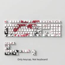 Bokawz Sakura Raven 键帽，PBT 樱桃轮廓，5 面染料升华，半透明侧面蚀刻，适合 6.25U 空格键 61/68/75/84/87/98/100/104/108 键布局 - Only keycap, Not keyboard - 查看 11