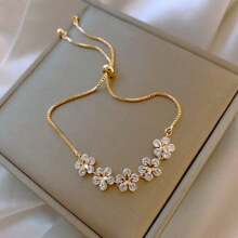 1 pieza Pulsera ajustable con dije de flor, diseño delicado de estilo retro francés, sensación de lujo ligero, accesorios para el regreso a la escuela y el Día de San Valentín - Multicolor - Ver 4