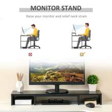 Vinsetto Dual Monitor Stand Riser With Adjustable Length And Angle, Screen Riser For Laptop, Computer, PC, Printer, TV, Black - Black - View 4