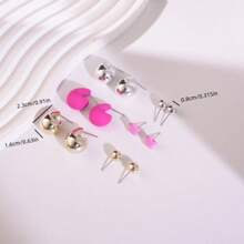 12 Pairs Fashion & Elegant Pink Teardrop Earrings, Suitable For Ladies Daily Match And Dating Wear - A-12 - View 3