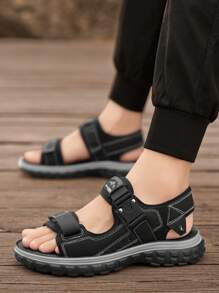 New Summer Men Shoes Sandals, Comfortable Breathable Sports Shoes Beach Shoes, Indoor/Outdoor Double Use Anti-Slip Soft Bottom Slippers - Black - View 2