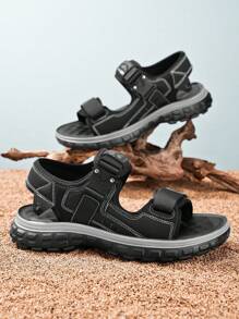 New Summer Men Shoes Sandals, Comfortable Breathable Sports Shoes Beach Shoes, Indoor/Outdoor Double Use Anti-Slip Soft Bottom Slippers - Black - View 11