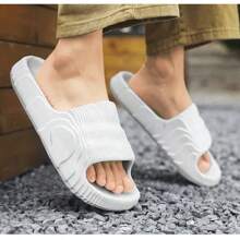 Soft Indoor Slippers For Couples - Summer Skid-Proof Bathroom Sandals, Solid Color Flip Flops For Men And Women, Comfortable Flat Shoes For Home Use - White - View 2