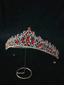 1pc Women's Red Multi-Function Casual Bridal Crown Headdress, Wedding Princess Tiara Headpiece, Luxurious, Elegant And Charming, Suitable For Bridal Photography And Weddings