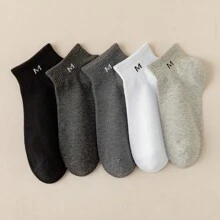 5 Pairs Men's Colorblock Shallow Boat Socks, No Show Socks, Suitable For Casual & Sports Wear, Spring/Summer - Multicolor - View 13