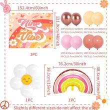 ROARING GOOD TIME RGT 78 PCs Vibe Party Decoration Backdrop  Vibe Birthday Decoration  Vibe Balloons Daisy Groovy Hippie Boho Party Favors