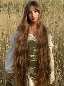 45inch Long Loose Wave Synthetic Wigs With Bangs For Women Heat Resistant Natural Middle Part Cosplay Party Lolita Music Festival Wedding Hair Wigs