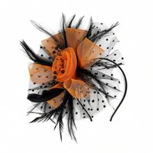 1pc Fascinators Headband Tea Party Hats For Women Feather Mesh Polka Dots Headwear Women's Fascinators Feathers Tea Party Hat - A - View 12