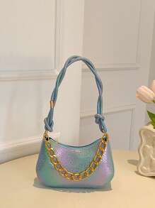 1 pièce de sac à bandoulière tisser PU coloré pour filles, avec fermeture éclair. Sac bandoulière/porté croisé à la mode et polyvalent, convient pour le shopping quotidien, le rouge à lèvres, le téléphone portable