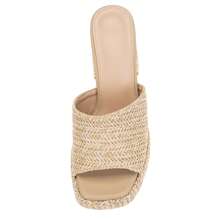 Women's Raffia Wedge Sandals With Chunky Platform Heel, Slide-On Open Toe High Heels For Summer, Great For Casual, Beach, And Everyday Wear Lightweight Design - Màu be - Xem 6