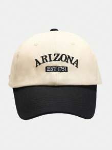 1pc Unisex Thick Fabric Hard Top Baseball Cap With Embroidered Arizona Letter, Multi-Color