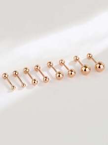 GAGAFEEL 1对925纯银复古简约小串珠玫瑰金耳环，男女皆宜，时尚耳环，日常配饰，礼品之选 - 玫瑰金 - 查看 7