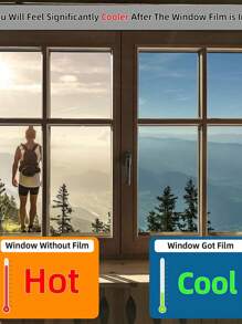 1 Roll Black Silver Window Privacy Film One Way Daytime Mirror Tint Treatments UV Heat Control Vinyl Stickers Sun Block Glass Paper Door Covering Reflective Film - Multicolor - View 4