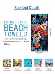 1pc Prachtige Bloemen Stranddeken, Extra Zachte Microvezel Extra Grote Strandhanddoek, Zeer Absorberende Badhanddoek, Geschikt Voor Reizen, Zwembad, Duiken, Surfen, Yoga, Kamperen, Verschillende Maten, Strandaccessoires Zomer, Vakantie