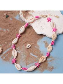 1pc European & American Style Seashell Weaved Maritime Beach-Themed Pendant, Necklace, Bracelet Accessory