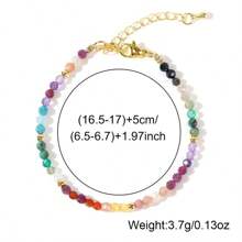 1pc Bohemian Style 18K Gold-Plated Multicolor Natural Stone Beaded Jewelry Bracelet, Suitable For Daily Wear As Gift For Women