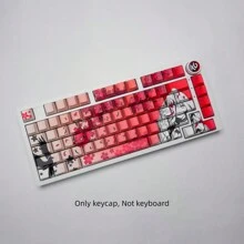 Bokawz Sakura Raven 键帽，PBT 樱桃轮廓，5 面染料升华，半透明侧面蚀刻，适合 6.25U 空格键 61/68/75/84/87/98/100/104/108 键布局 - Only keycap, Not keyboard - 查看 7