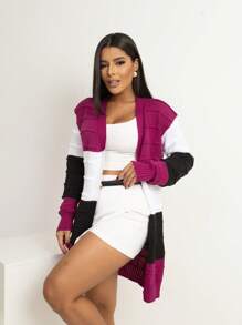 Knitted Cardigan Winter Women's Fashion Knitted Blouse | Knitted Winter Coat Max Cardigan Lover - 紫紅色大衣 - 查看 4