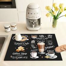 1 pieza Tapete de secado de platos de estilo vintage de gel de sílice, almohadilla de drenaje lavable, protector de mesa resistente al calor, decoración de cocina, accesorio para vajilla