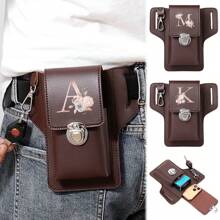 Stylish PU Leather Waist Bag For Men's Mobile Phone Waist Bags Fanny Pack Organizer Fashion Outdoor Storage Bag Lightweight Flip Phone Pack Belt Bag, Cards Holder-Holds Phone For Travel - Brown - View 1