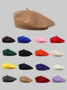 1st/2st Dames Effen Kleur Gebreide Baret Cap Met Glanzend Oppervlakte Effect, Elegante Japanse Stijl, Geschikt Voor Dagelijks Uitje En Winkelen Vintage Casual Winter Herfst