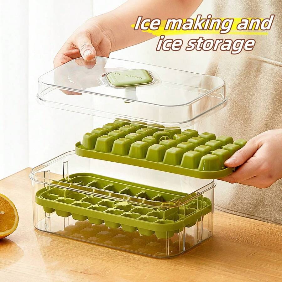 Molde De Silicona Para Cubitos De Hielo En Forma De Fruta - Plátano Y Piña, Con Tapa, Para Bebés Y Postres