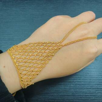 Lace Crochet Openwork Fairy Bracelet With Finger Ring, Romantic Hand Jewelry Elegant Accessory, Gift For Girlfriend