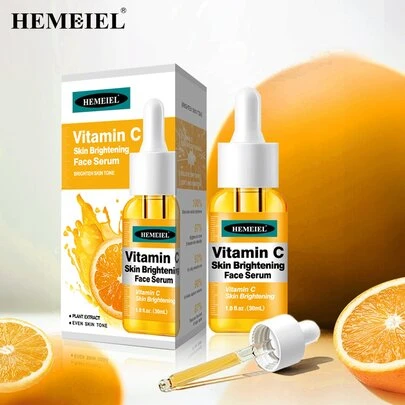 HEMEIEL Suero facial con vitamina C y cafeína con ácido hialurónico 1 pieza, esencia hidratante y iluminadora para el rostro de mujeres y hombres, para el día y la noche; productos de cuidado facial de belleza