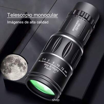 Telescopio Monocular Portátil Hd 16x52, Telescopio De Enfoque De Alta Definición De Larga Distancia, compacto y ligero,Para Senderismo, Turismo Y Conciertos Musicales