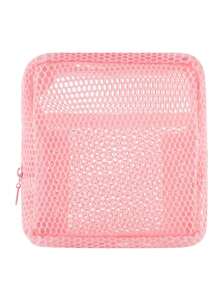 1pc Mini Macaron Color Fresh Style High-Quality Mesh Square Cosmetic Bag (Hanging Strap Sold Separately, Random Color), Women/Girls Makeup Pouch, Wallet-Style Portable Makeup Brush Holder Clutch Bag With Zipper, Suitable For Storing Lipstick, Mini Makeup Brushes, Skincare Products, Bluetooth Earphones, Small Items, Household Goods, Gifts, Suitable For Halloween, Christmas And Multi-Purpose - Multicolor - View 18